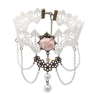 Vintage Victorian style choker with peach rose. 5 for $25 mix and match.